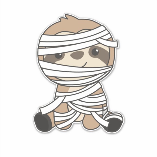 Sticker Sloth Mummy Citrouille Sloths Halloween heureux (Devant)