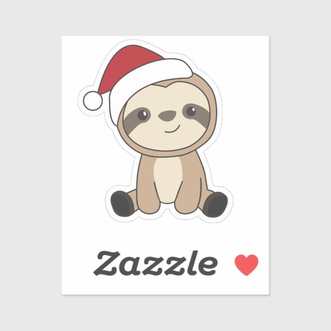 Sticker Sloth Noël Neige hiver Animaux Paresseux Classique (Feuille)