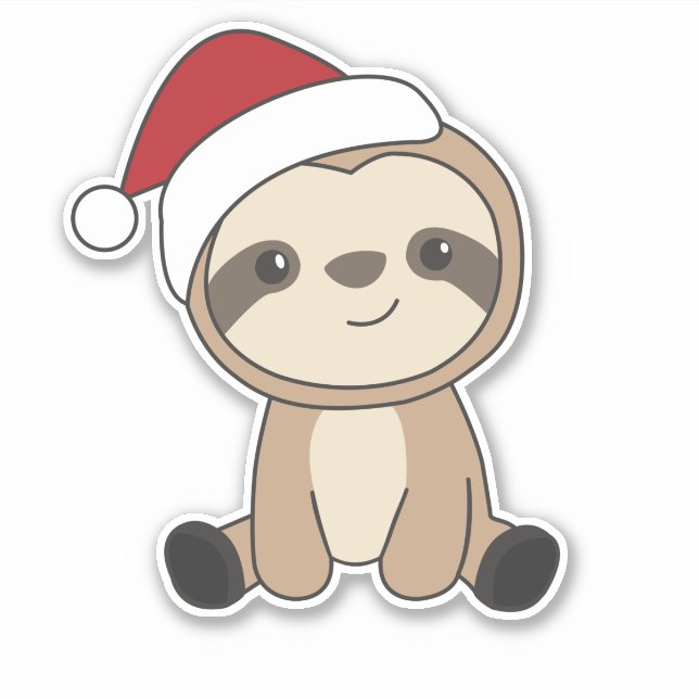 Sticker Sloth Noël Neige hiver Animaux Paresseux Classique (Devant)