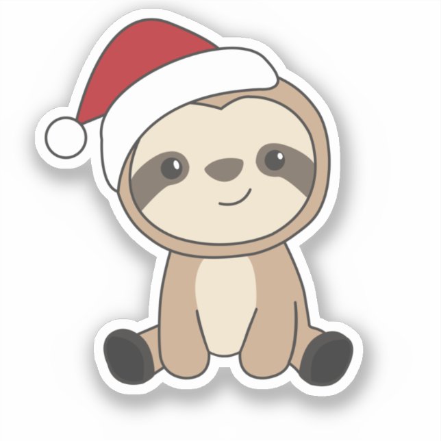 Sticker Sloth Noël Neige hiver Animaux Paresseux Classique (Recto)