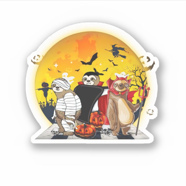 Sticker Sloth Pumpkin Halloween Costume Funny (Devant)