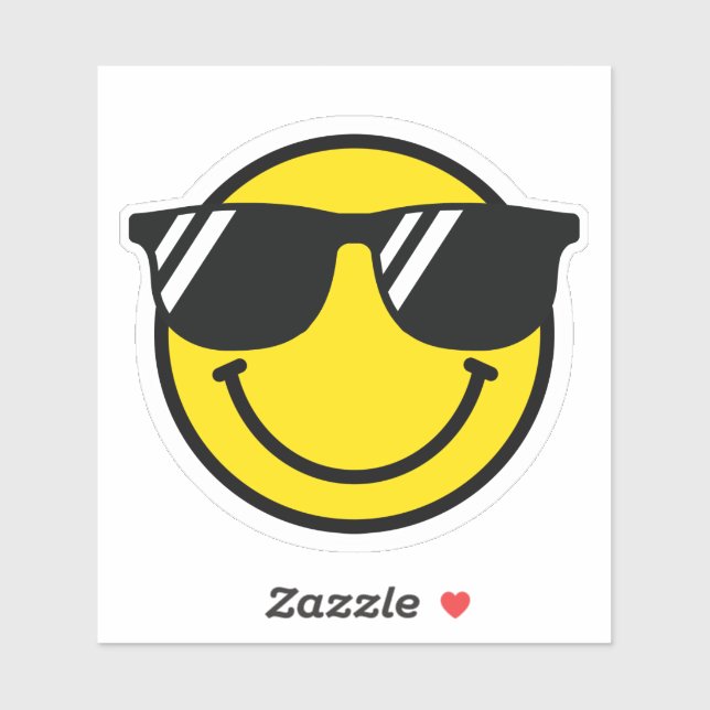Sticker Smile Emoji Happy Face Lunettes de soleil Cool Amu (Feuille)
