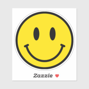 Sticker Smile Happy Face Emoji Jaune Black Retro Vinyl