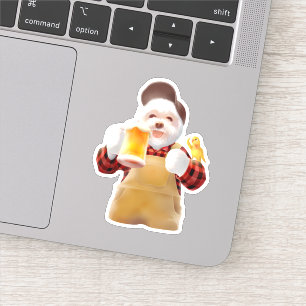 Sticker Smile Pup : À votre santé ! Bichon Frise heureux A