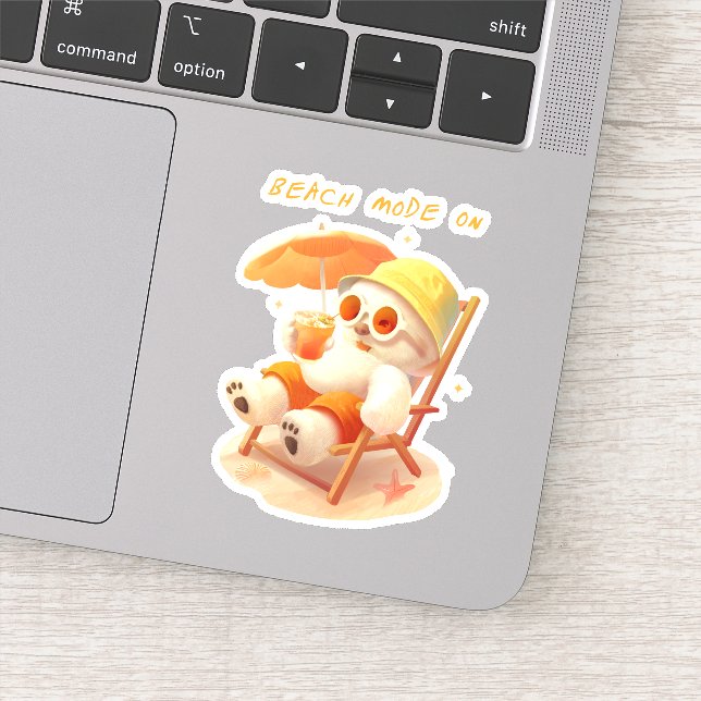 Sticker Smile Pup : Mode Plage Activé Bichon Frise Sourire (Détail)