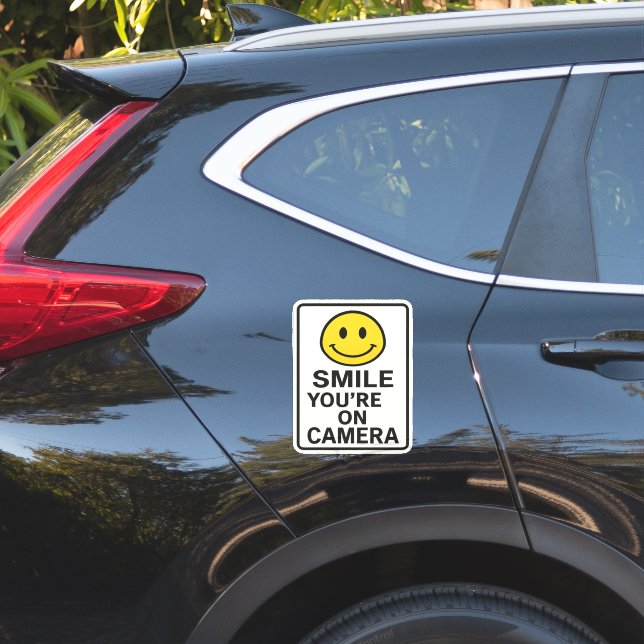Sticker Smile You're on Camera Sign (Coté voiture)
