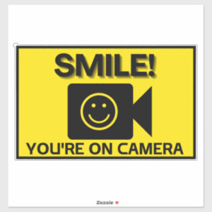 Sticker Smile You're On Camera Sign, Vidéo Surveillance S