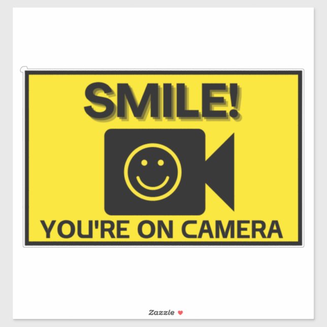 Sticker Smile You're On Camera Sign, Vidéo Surveillance S (Feuille)