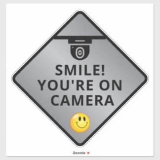 Sticker Smile You're On Camera Sign, Vidéo Surveillance S