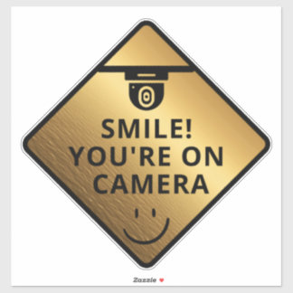 Sticker Smile You're On Camera Sign, Vidéo Surveillance S