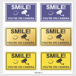 Sticker Smile You're On Camera Sign, Vidéo Surveillance S