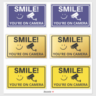 Sticker Smile You're On Camera Sign, Vidéo Surveillance S