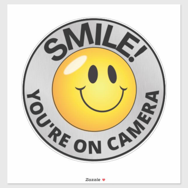 Sticker Smile You're On Camera Sign, Vidéo Surveillance S (Feuille)