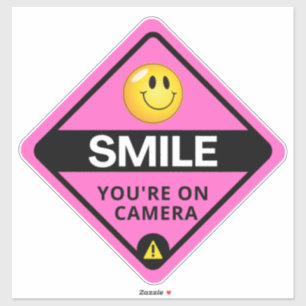 Sticker Smile You're On Camera Sign, Vidéo Surveillance S