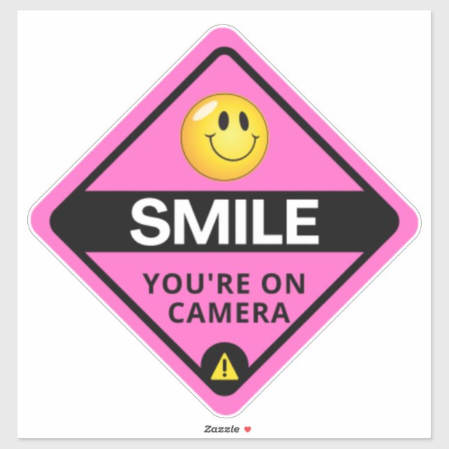 Sticker Smile You're On Camera Sign, Vidéo Surveillance S (Feuille)
