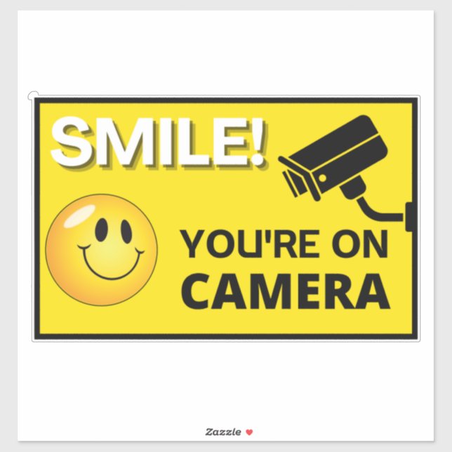 Sticker Smile You're On Camera Sign, Vidéo Surveillance S (Feuille)