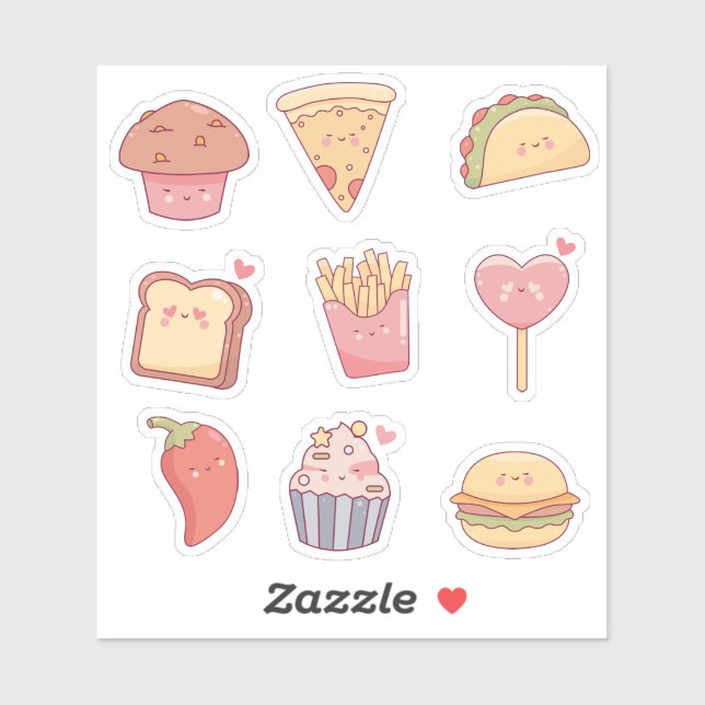 Sticker Snacks Kawaii (Feuille)