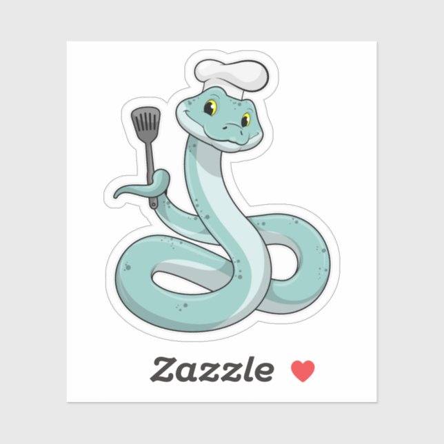 Sticker Snake as Cook avec Chef casquette (Feuille)