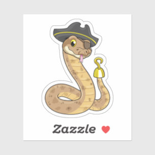 Sticker Snake as Pirate with Hook Hand & Eye patch