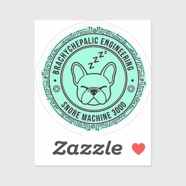 Sticker Snore Machine 3000 French Bulldog Tech Funny Dog (Feuille)