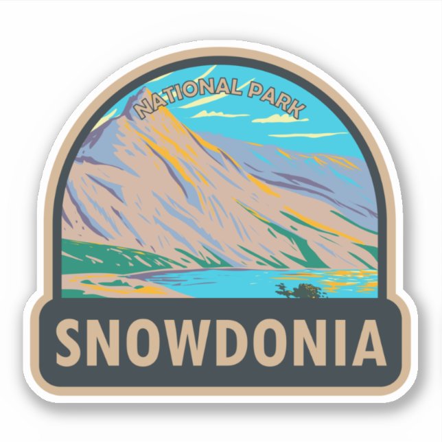 Sticker Snowdonia National Park Wales Lake Glaslyn Vintage (Devant)