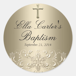 Sticker Snowflake & Cross Gold Baptiser