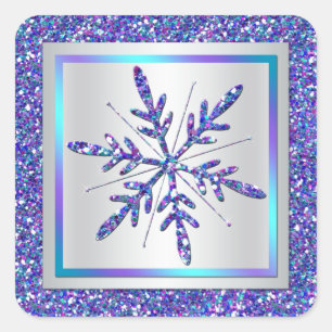 Sticker Snowflake violet, Parties scintillant arge