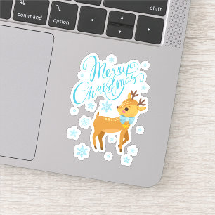 Sticker Snowflakes hiver Joyeux Noël Cerf   Vacances