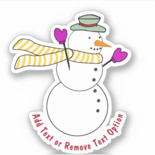 Sticker Snowman Avec Mittens Noël