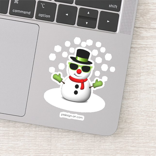 Sticker Snowman cool avec des nuances et un sourire amer (Détail)