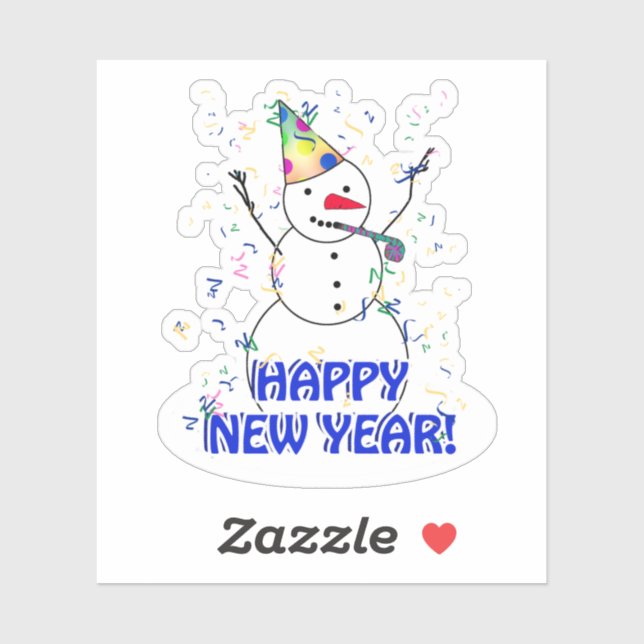 Sticker Snowman Happy New Year   (Feuille)