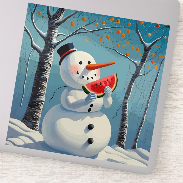 Sticker Snowman mange de la pastèque (Détail)
