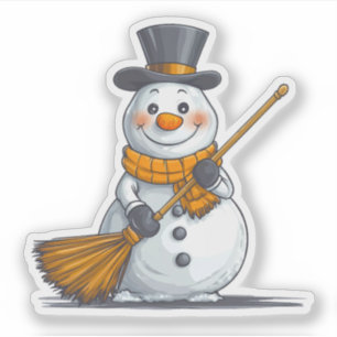Sticker Snowman noir et or