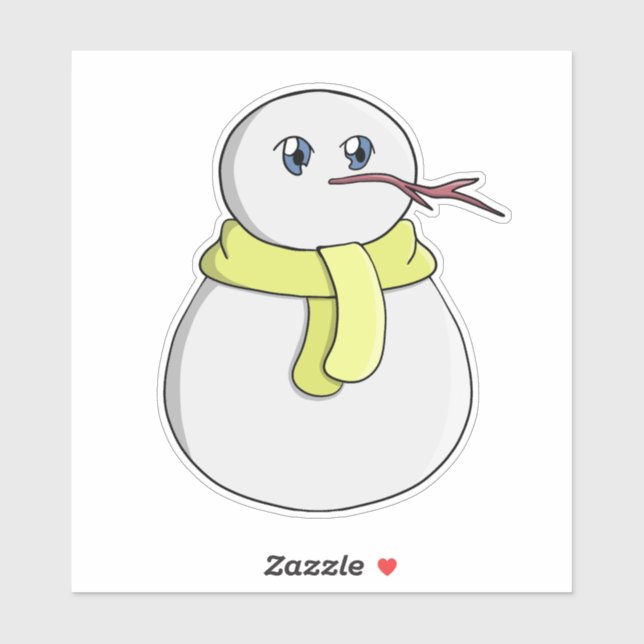 Sticker Snowman portant une écharpe jaune (Feuille)