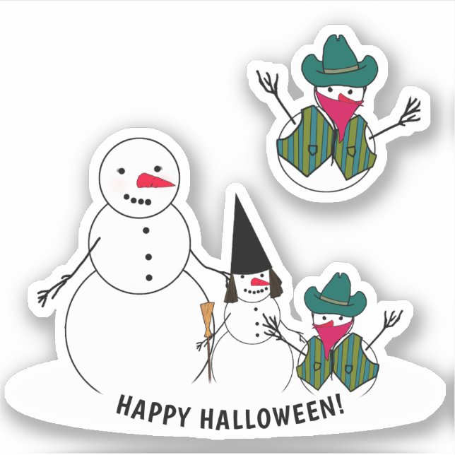 Sticker Snowman Trick ou Treat Halloween (Devant)