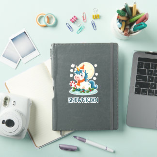 Sticker Snownicorn Licorne Mignonne Bonhomme de Neige Noël