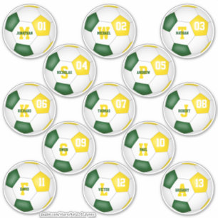 Sticker soccer en or vert 13 personnalisé individuellement