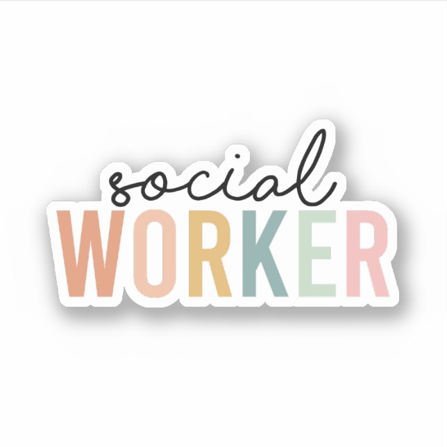 Sticker Social Worker, Cadeau MSW, Cadeau de travail socia (Devant)