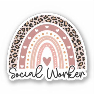 Sticker Social Worker Leopard Rainbow, Social Worker Cadea