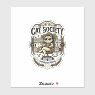 Sticker Société de chats Bar à alcool humour Vintage vecte