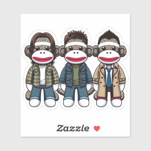 Sticker SockMonkey Hunter Brothers et leur Angel Friend (Feuille)