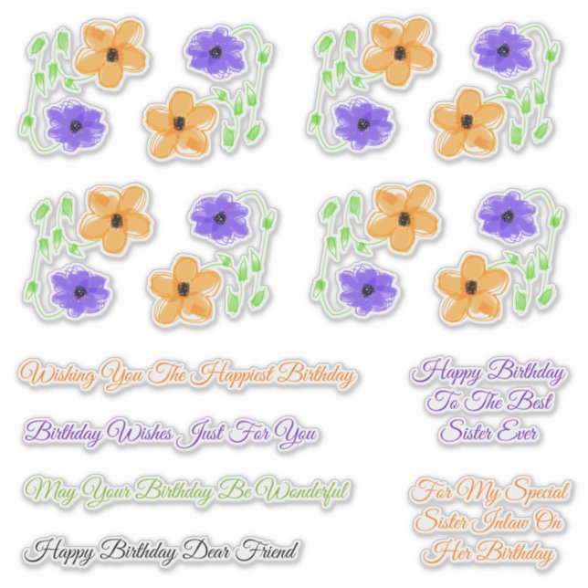 Sticker Soeur Inlaw et amis Souhaits d'anniversaire (Devant)