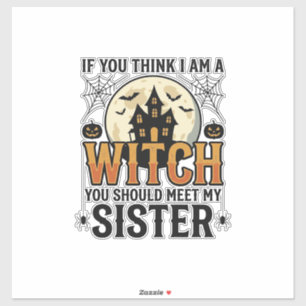 Sticker Sœur sorcière drôle Halloween Graphique vintage_1
