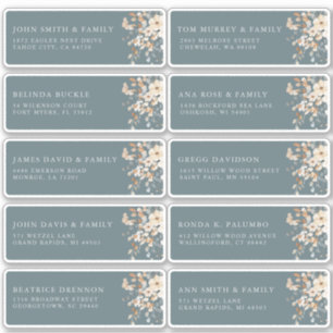 Sticker Soft Muet Tone Terme Floral Nom de l'invité Adress