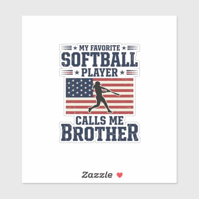 Sticker Softball Brother Patriotic Vintage Engraving Shirt (Feuille)