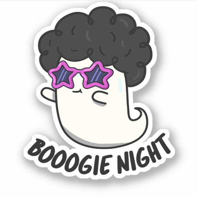 Sticker Soirée Boogie Drôle Halloween Ghost Pun (Devant)