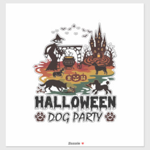 Sticker Soirée de chien d'Halloween Sorcières Chiens Citro