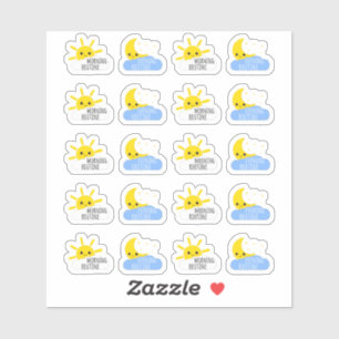 Sticker Soirée du matin Routine Kawaii Sun & Moon Planner