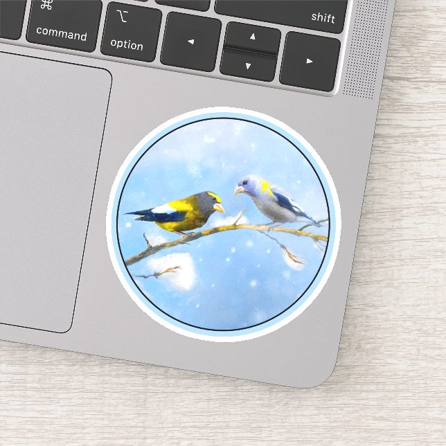 Sticker Soirée Grosbeak Peinture - Oiseau sauvage d'origin (Détail)