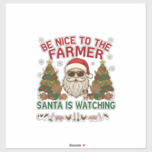 Sticker Sois Gentil Fermier Père Noël Animaux de la Ferme